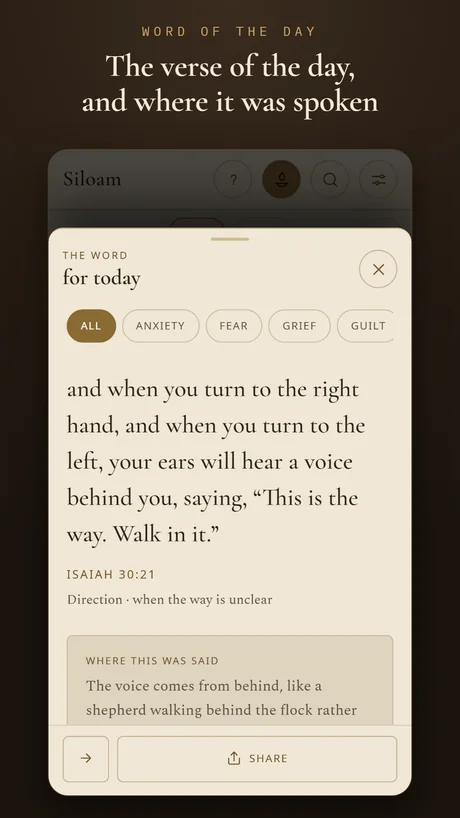 The verse of the day, and where it was spoken.