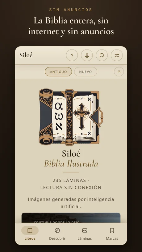 La Biblia entera, sin internet y sin anuncios.