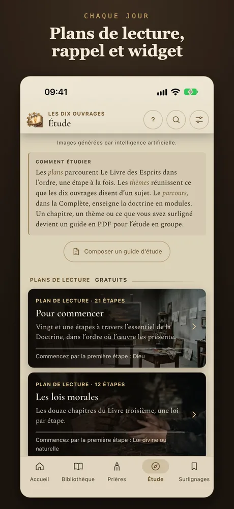 Plans de lecture, rappel et widget.