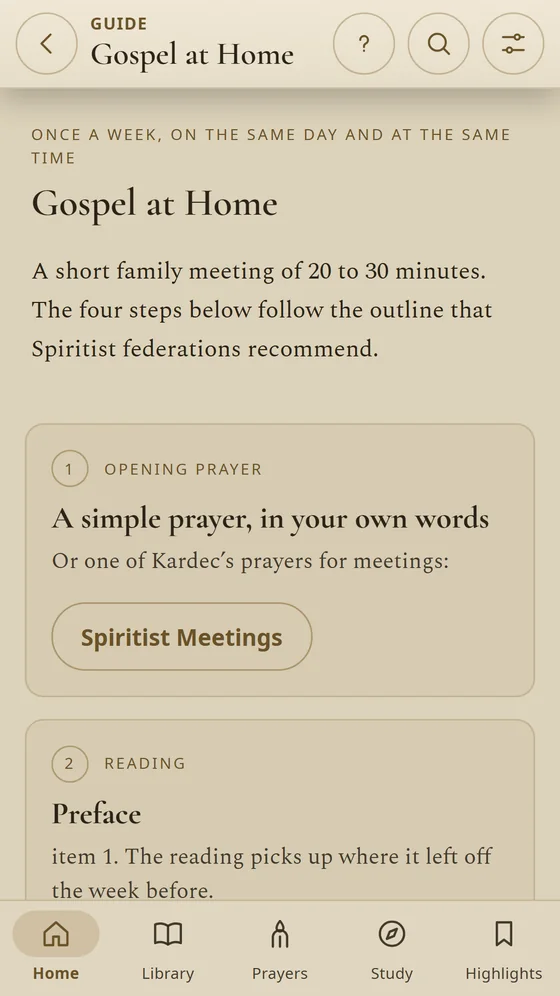 Gospel at Home guide with the opening prayer and the reading.