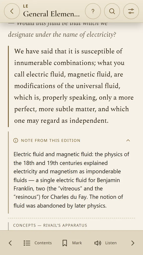 Note on this edition explaining electric and magnetic fluid in the 19th century.